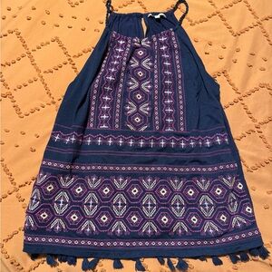 Boho Navy Embroidered Dress